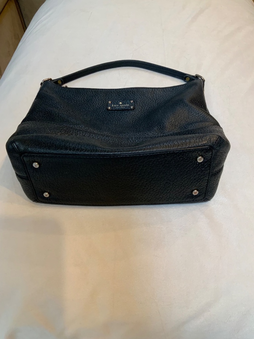 Kate Spade Black leather hobo purse Minimalist Monochrome Cottagecore Coastal - Picture 3 of 9